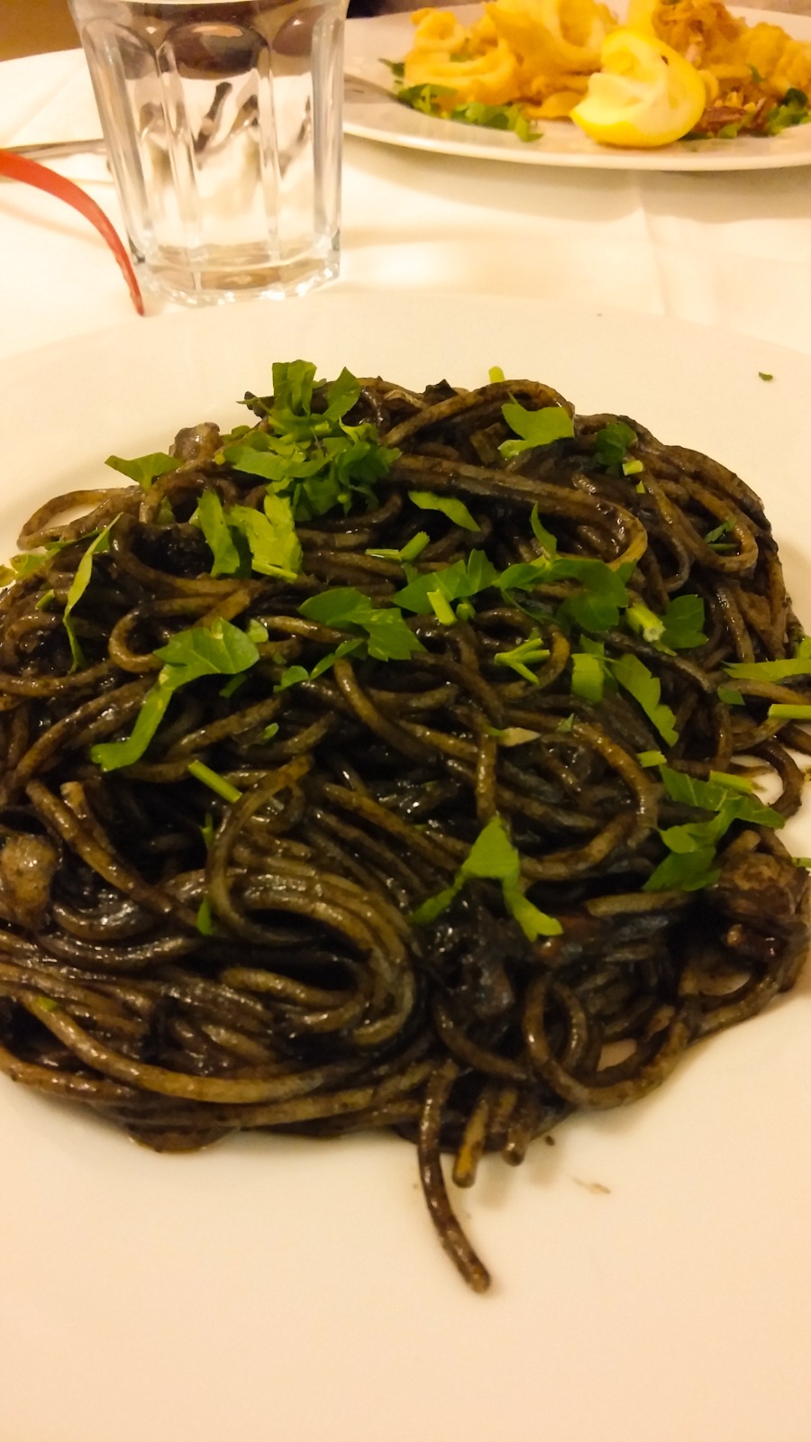 Spaghetti al Nero di Seppia in Sicily, Italy