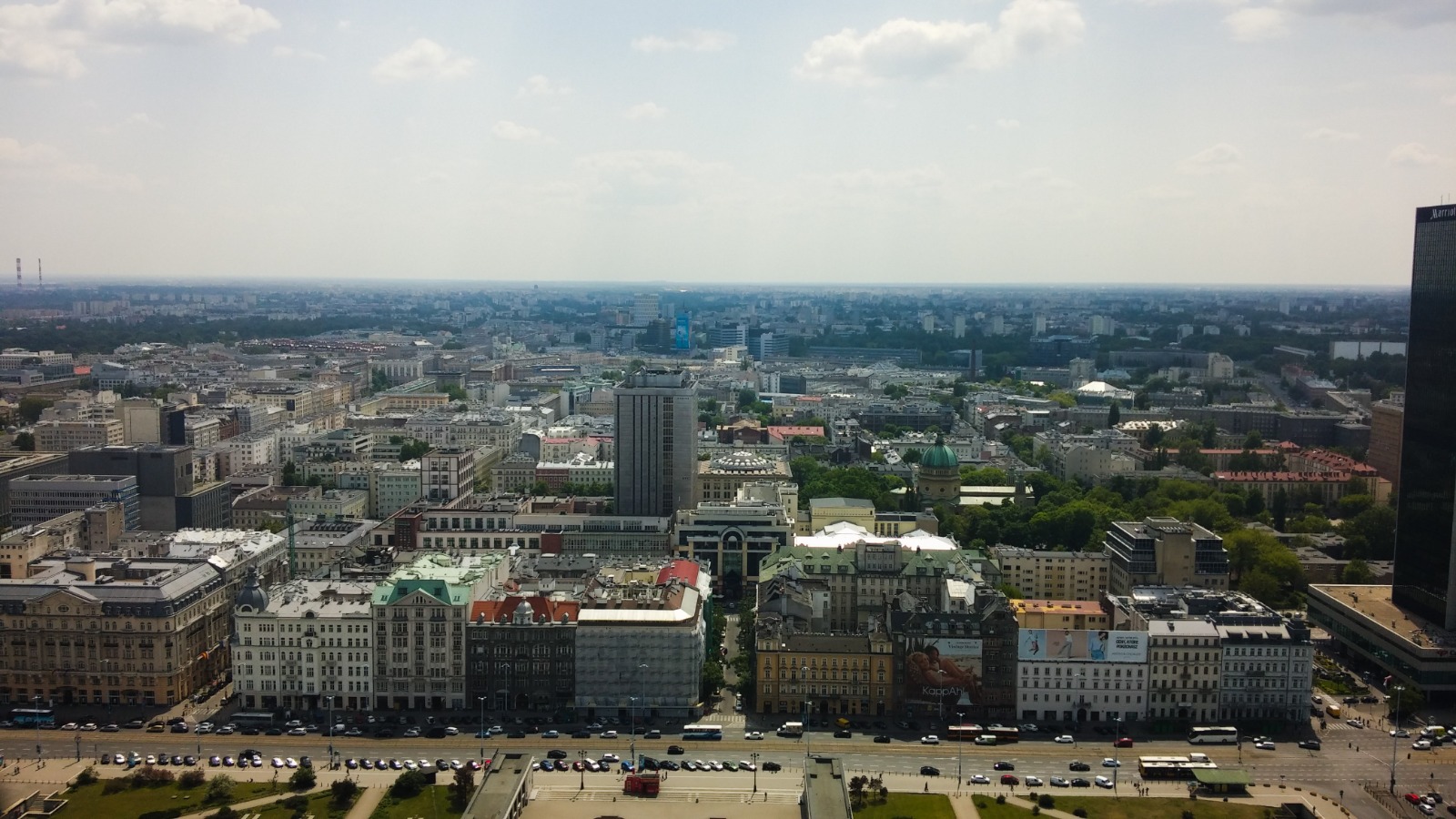 Panoramic view over Warsaw from the Palace of Culture and Science in Poland