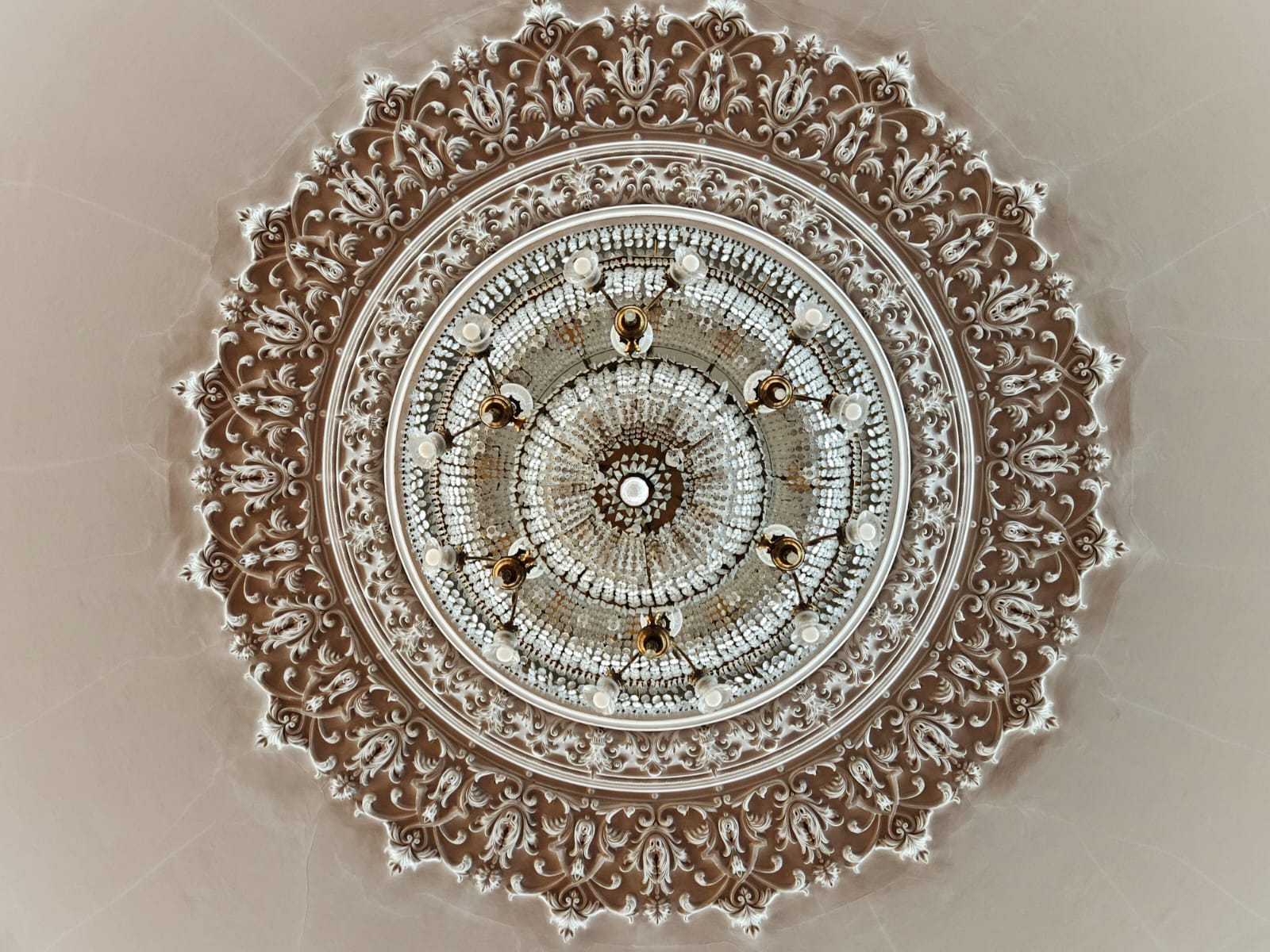 Chandelier inside the Palace of Parliament in Bucharest, Romania