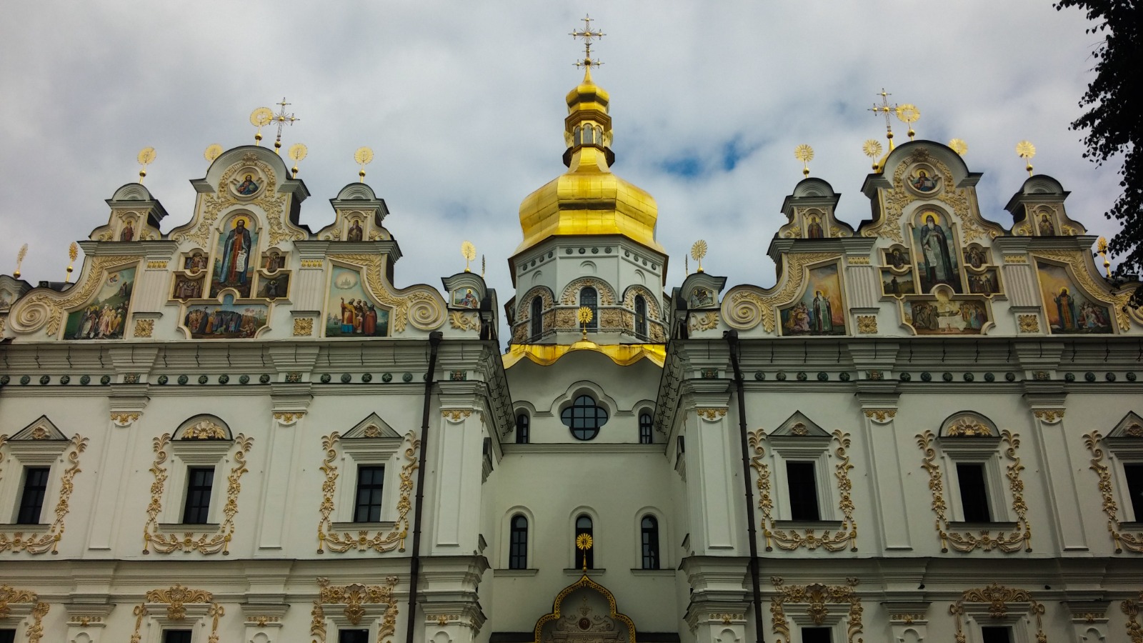 Dormition Cathedral facade at Kyiv Pechersk Lavra, Ukraine
