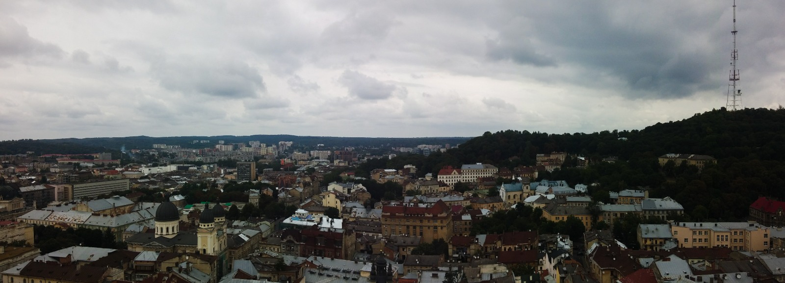 Panoramic view of Lviv from the City Hall Tower, Ukraine