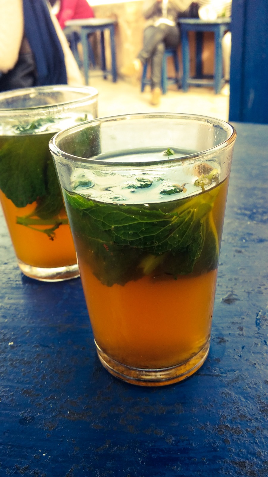 Traditional Moroccan mint tea served in a glass